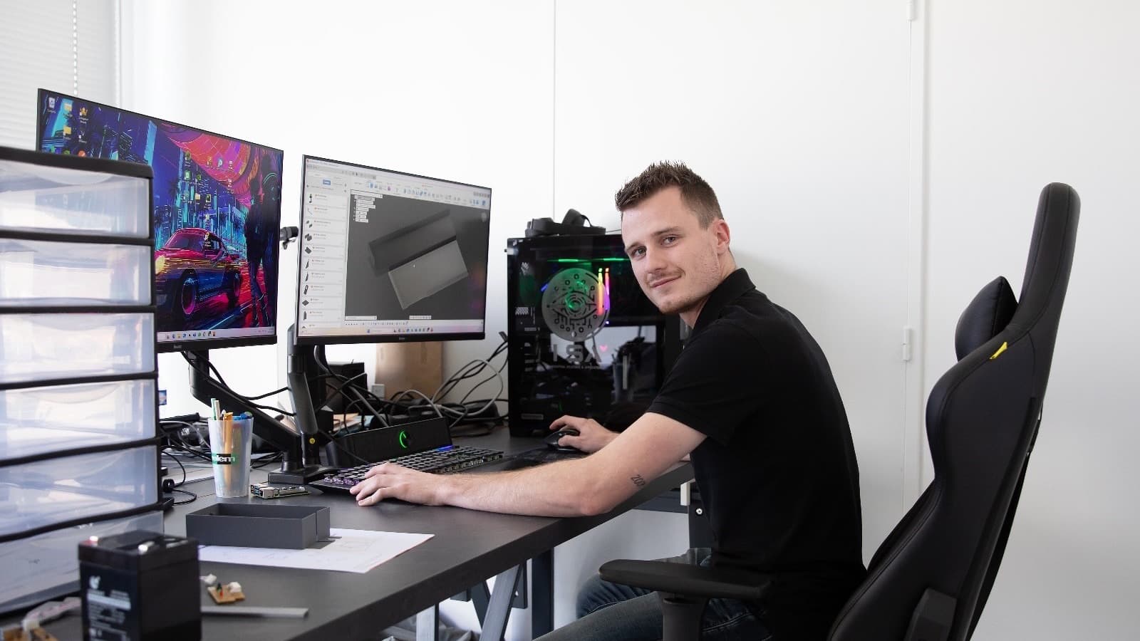 Conception CAO dans les locaux : une pièce modélisée en 3D avant fabrication.