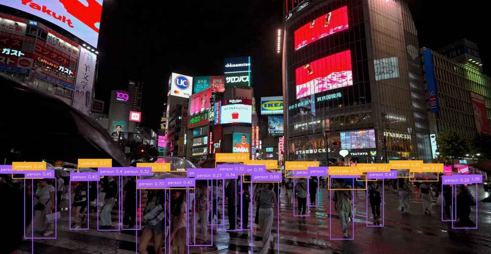 Comptage de personnes dans une foule dense de nuit.